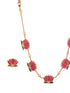 Elegant Lotus Motif Gold-Plated Necklace & Earrings Set