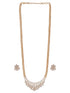 Gold Plated White AD Zircon Studded Long Haram Chain Jewellery Set