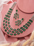 Silver Plated Emerald Green AD Studded Layered Statement Necklace Jewellery Set