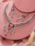 Silver Plated Ruby Red AD Studded Statement Royal Necklace Jewellery Set