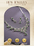 Silver Toned Emerald Green Zircon AD Studded Layered Bridesmaid Statement Jewellery Set