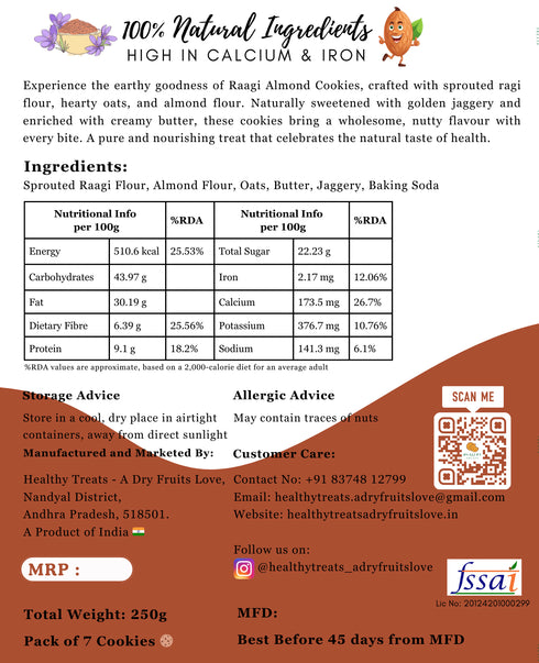 Sprouted Ragi Almond Cookies