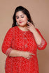 Miravan WomenS Plus Size Festive Wear Red Bandhani Printed Straight Kurta