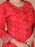 Miravan Womens Festive Wear Red Bandhani Printed Straight Kurti