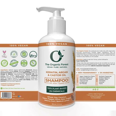 The Organic Forest Keratin| Castor & Moroccan Argan Oil Shampoo