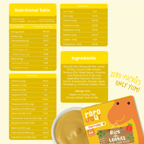 Rorosaur Rice-O-Lentils Baby Porridge Mix