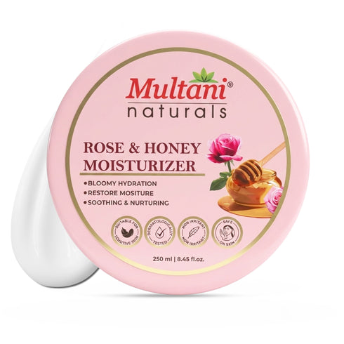 Multani Pharmaceuticals Limited Multani Naturals Rose & Honey Moisturizer Dermatologically Tested Lightweight & Non Greasy Ayurvedic Formula with Rose Oil Honey & Aloe Vera Deeply Moisturizes Smooth & Supple Skin Paraben Free All Skin Types