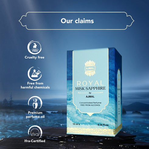 Ajmal Perfumes India ROYAL-MISK-SAPPHIRE Non-Alcoholic Attar for Unisex