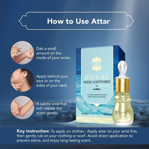 Ajmal Perfumes India ROYAL-MISK-SAPPHIRE Non-Alcoholic Attar for Unisex