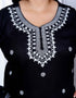 Miravan Womenns Plus Size Black Embroidery Straight Kurta with Palazzo and Dupatta Set