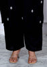 Miravan Womenns Plus Size Black Embroidery Straight Kurta with Palazzo and Dupatta Set