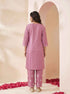 Miravan Womens Chikankari Embroidery Pink Straight Kurta And Palazzo Set