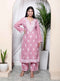 Miravan Womens Chikankari Embroidery Pink Straight Kurta and Palazzo Set