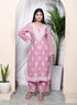 Miravan Womens Chikankari Embroidery Pink Straight Kurta and Palazzo Set