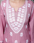 Miravan Womens Chikankari Embroidery Pink Straight Kurta and Palazzo Set