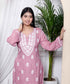 Miravan Womens Chikankari Embroidery Pink Straight Kurta and Palazzo Set