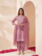 Miravan Womens Chikankari Embroidery Pink Straight Kurta And Palazzo With Dupatta Set