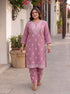 Miravan Womens Plus Size Chikankari Embroidery Pink Straight Kurta And Palazzo Set