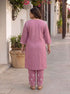Miravan Womens Plus Size Chikankari Embroidery Pink Straight Kurta And Palazzo Set