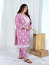 Miravan Womens Plus Size Chikankari Embroidery Pink Straight Kurta And Palazzo Set