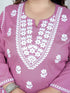 Miravan Womens Plus Size Chikankari Embroidery Pink Straight Kurta And Palazzo Set