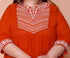 Miravan Womens plus size Floral Embroidered Rust Straight Cotton Kurta and Palazzo with Dupatta Set