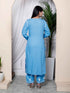 Miravan Womens Chikankari Embroidery Sky Blue Straight Kurta And Palazzo