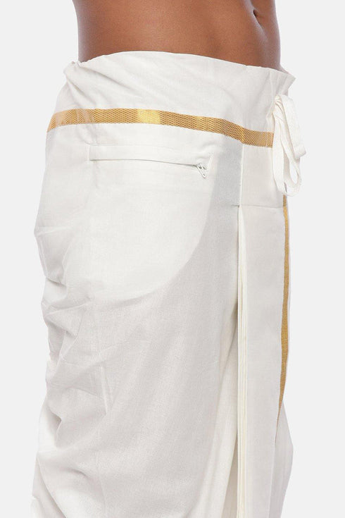 Readymade Cream Panchakacham Pocket Dhotis For Men | Uathayam