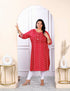 Miravan Womens Plus Size Festive Wear Red Bandhani Printed Straight Kurti