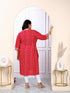 Miravan Womens Plus Size Festive Wear Red Bandhani Printed Straight Kurti