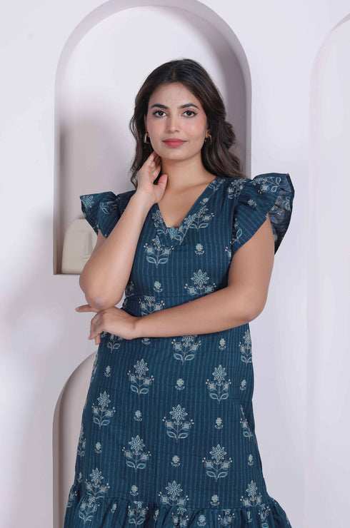 Miravan Women Empire Waist Blue mini Length Dress