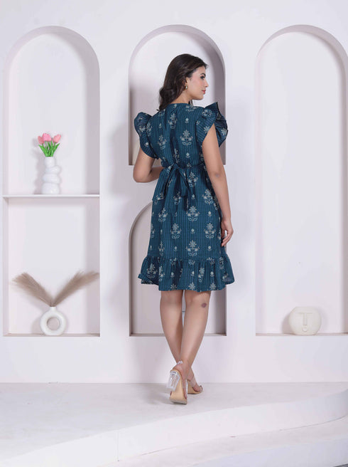 Miravan Women Empire Waist Blue mini Length Dress