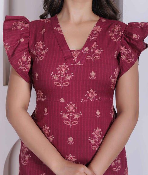 Miravan Women Empire Waist Maroon mini Length Dress