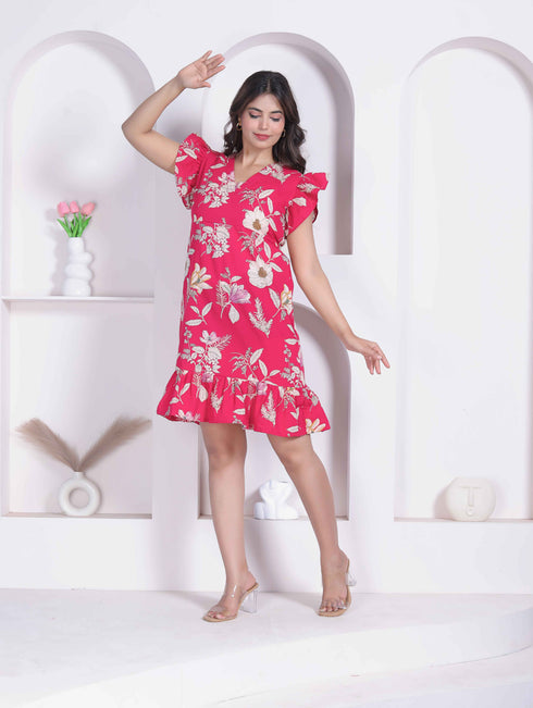 Miravan Women Empire Waist Pink mini Length Dress