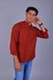 Veshbhoshaa Bluebird Men'S Short Kurta In Red - 100% Pure Cotton