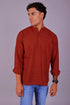 Veshbhoshaa Bluebird Men'S Short Kurta In Red - 100% Pure Cotton