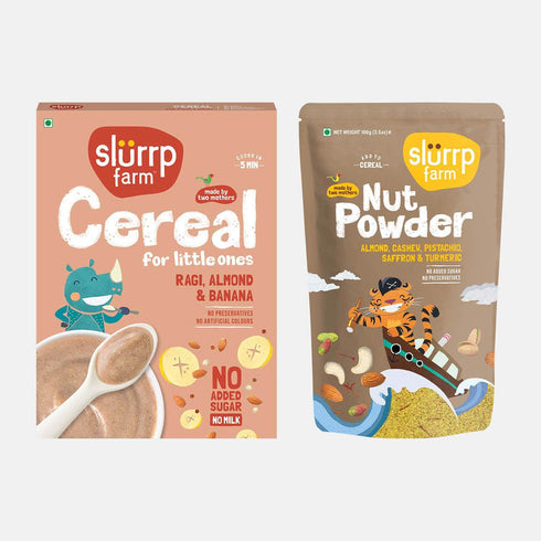 Slurrp Farm Ragi, Almond and Banana Cereal and Nut powder Combo