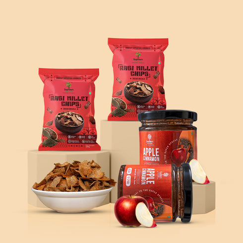 Supreem Super Foods Ragi Millet Chips Pack Of 2 + Apple Cinnamon Spread 200gms
