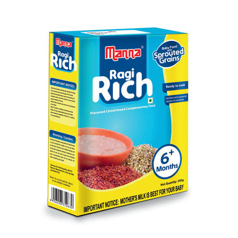 Manna Foods Baby Cereal Sprouted Ragi & Pulses 6 months + 200g