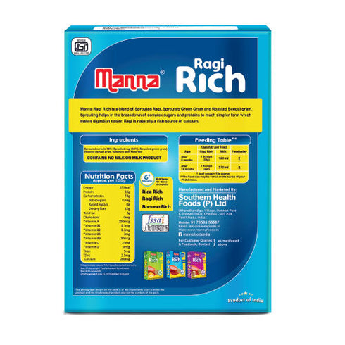 Manna Foods Baby Cereal Sprouted Ragi & Pulses 6 months + 200g