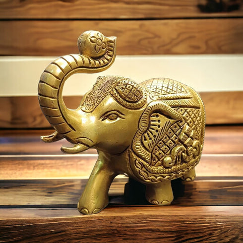 Tamas Brass Royal Elephant Home Accent Statue/Idol