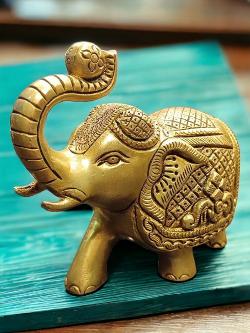 Tamas Brass Royal Elephant Home Accent Statue/Idol