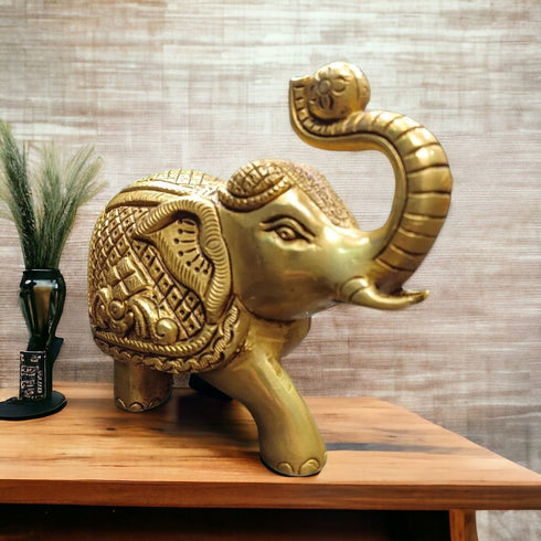 Tamas Brass Royal Elephant Home Accent Statue/Idol