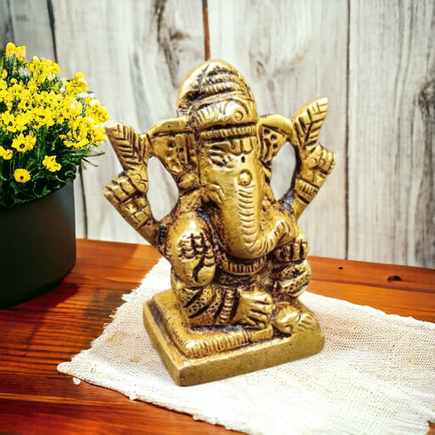 Tamas Lord Ganapati Sitting Decorative Brass Statue/Idol