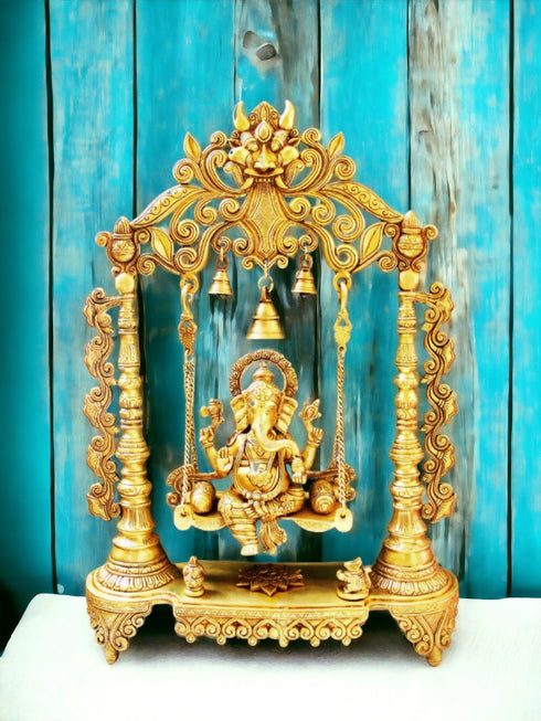 Tamas Brass Ganesha Swing Idol with Bells