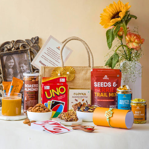 Omay Foods Rakhi, Masti & Munchies Gift Hamper (for Brother)