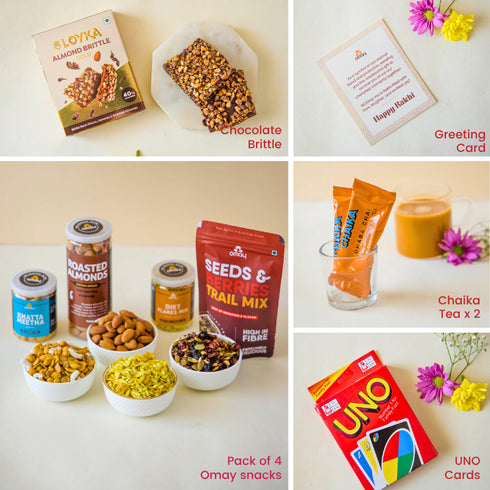 Omay Foods Rakhi, Masti & Munchies Gift Hamper (for Brother)
