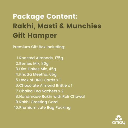 Omay Foods Rakhi, Masti & Munchies Gift Hamper (for Brother)
