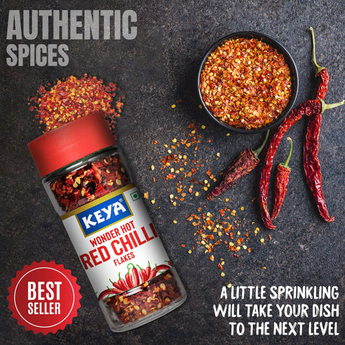 Keya Red Chilli Flakes Dry Red Chilli Flakes Seasonings Aromatic Spicy Dried Pizza Pasta Seasoning Zero added Colours Fillers Additives & Preservatives 100 Natural