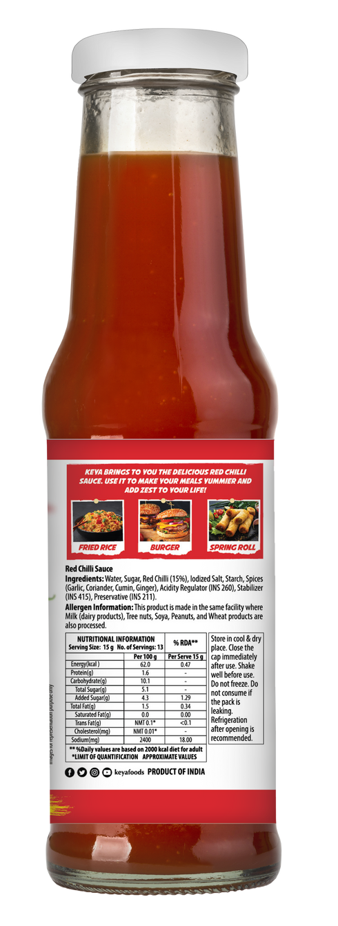 Keyafoods Keya Chinese Sauce Combo Red Chilli Sauce 200g Green Chilli Sauce 190g Dark Soya Sauce 210g Combo Pack 3